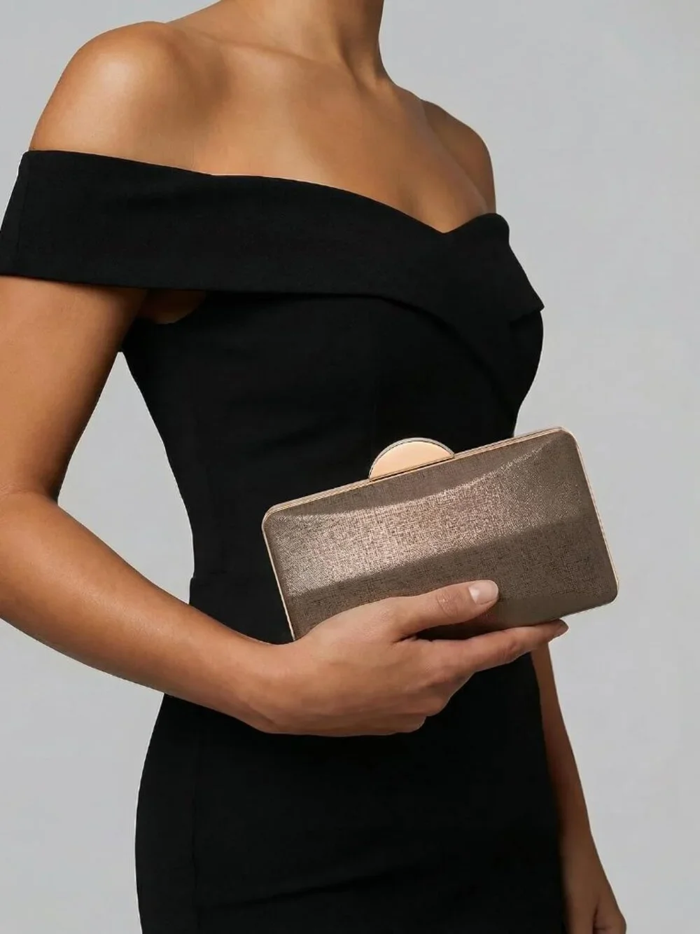 👜 Women's Chocolate Champagne Clutch Formal Elegance Evening Glitter Handbags